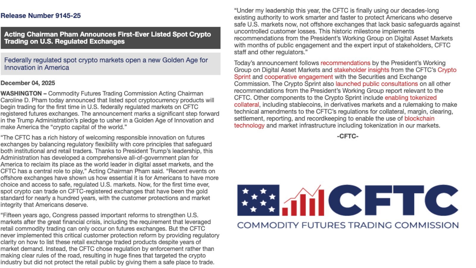 CFTC official press release
