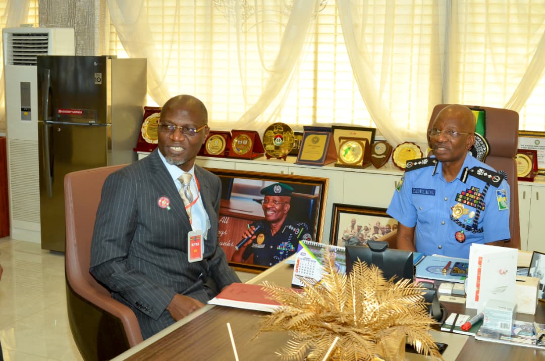 SEC DG, Emomotimi Agama during a meeting with the Inspector-General of Police (IGP), Kayode Egbetokun, in Abuja on Wednesday,